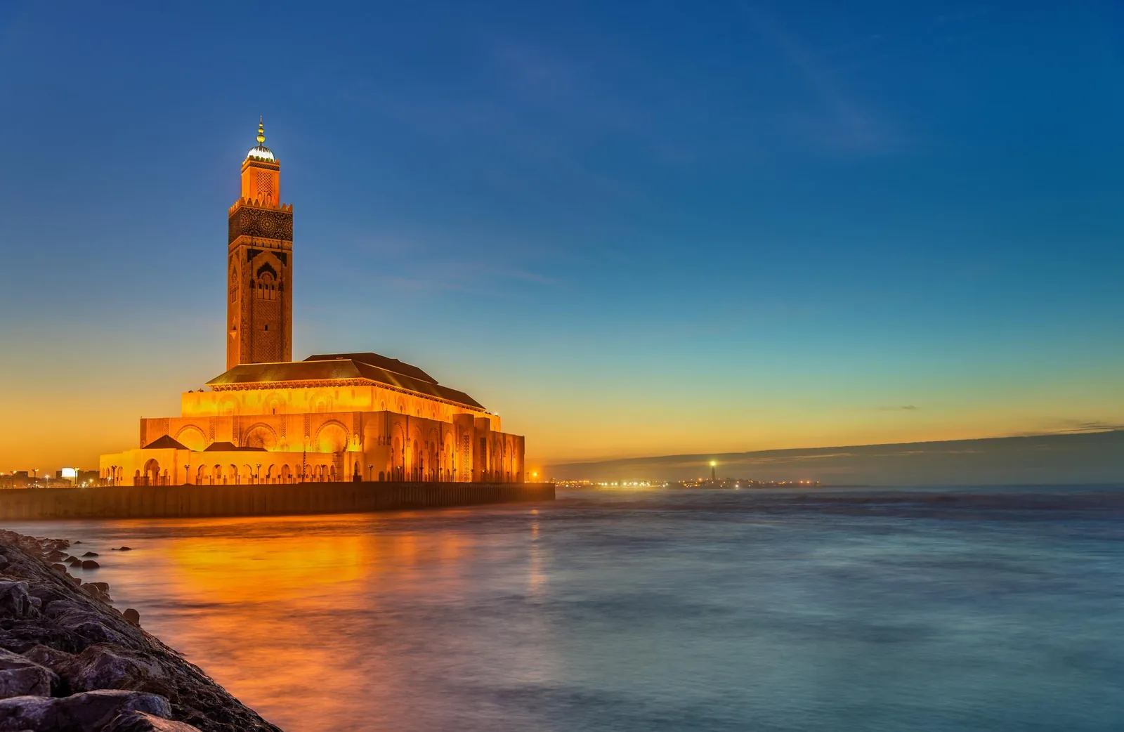 The Hassan II Mosque on the Atlantic shore in Casablanca