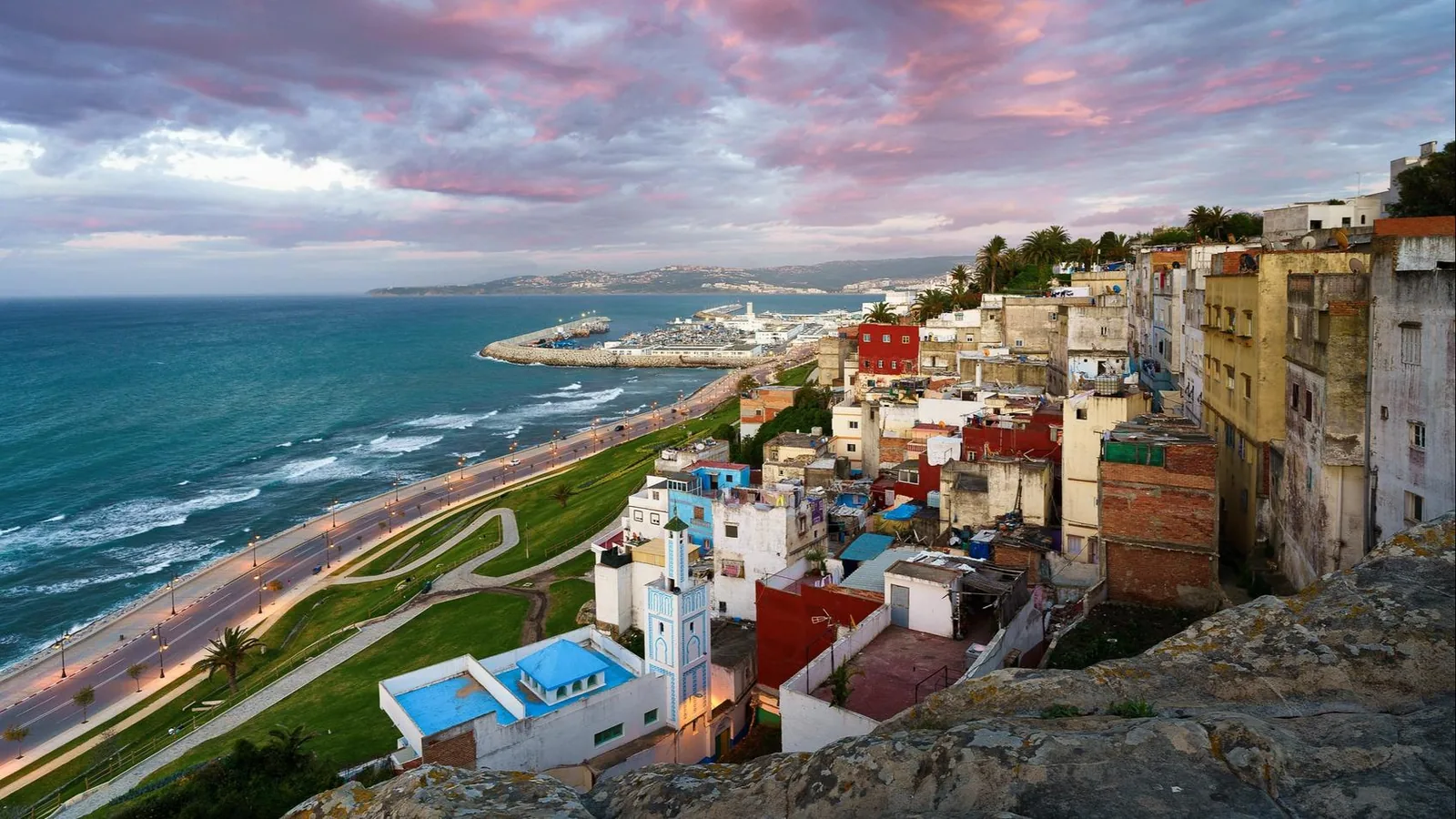 The terraces of Café Hafa overlooking the sea in Tangier