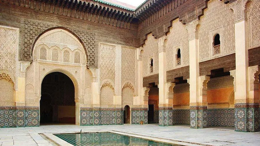A shaded café terrace in Marrakech